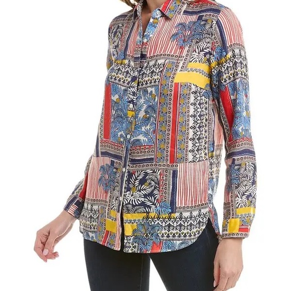 J. McLaughlin Tops - J. McLaughlin Multicolor Patterned Shirt
